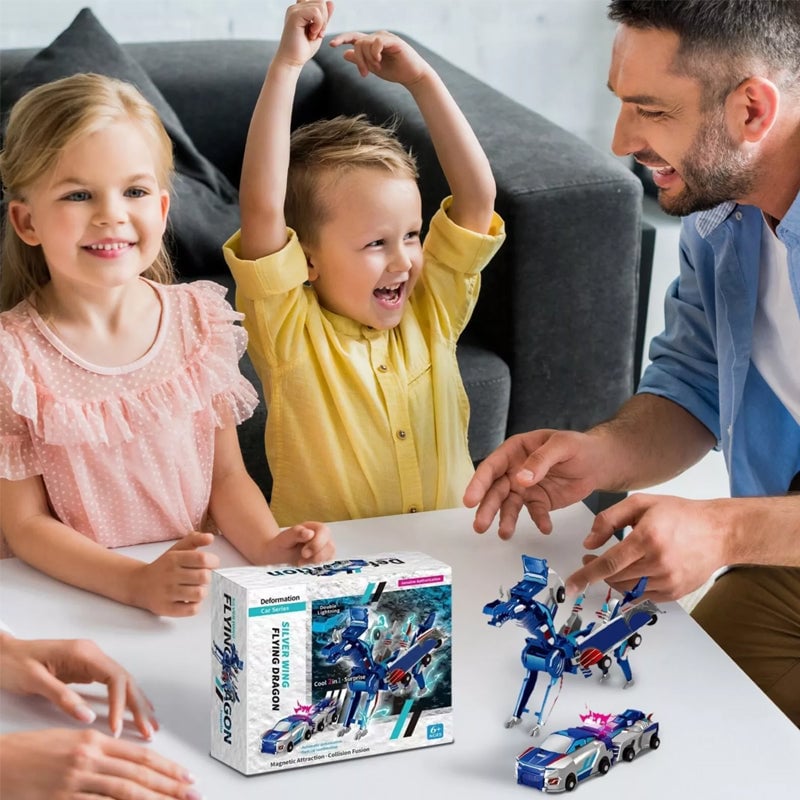 Toy Cars Magnetic 2-in-1 ABS Dragon Unicorn with Impact Transformation 4