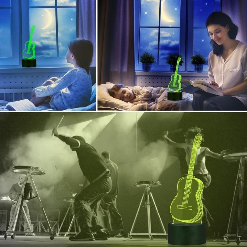 Guitar Night Light 3D LED Touch Button USB Powered with 7 Colour Modes 12