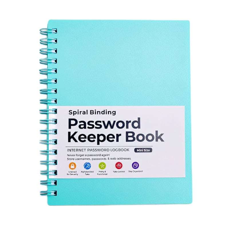 Password Book Coil Bound A6 Portable PP Cover with Alphabetical Index Tabs 14