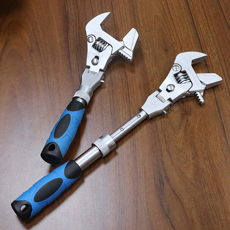 5-in-1 Retractable Adjustable Wrench | 180° Rotating Ratchet Head | Chrome-Molybdenum Steel, Dual Mode Torque Switch 6