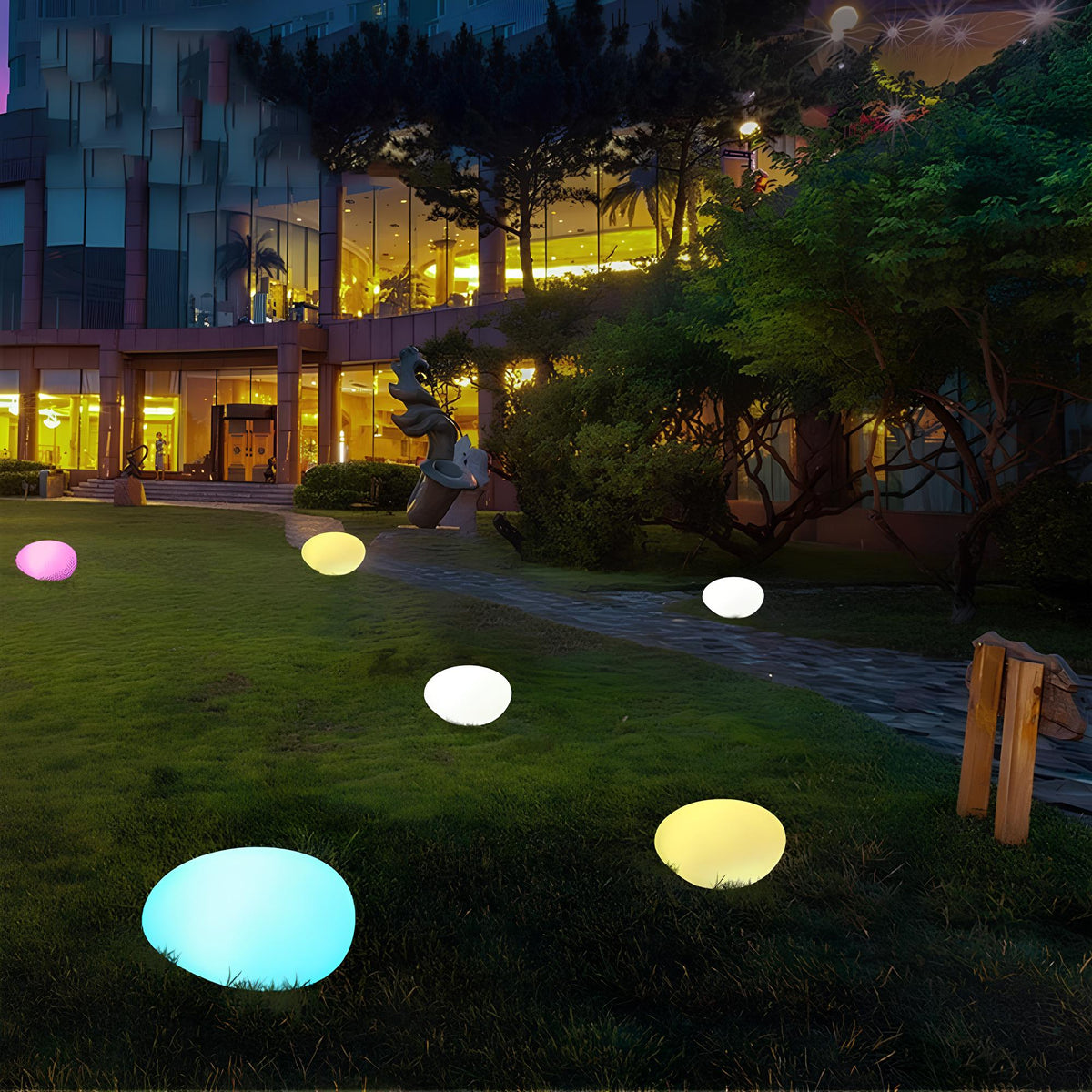 Outdoor House Light Stone Rechargeable LED Weatherproof with 16 Colour Modes 13