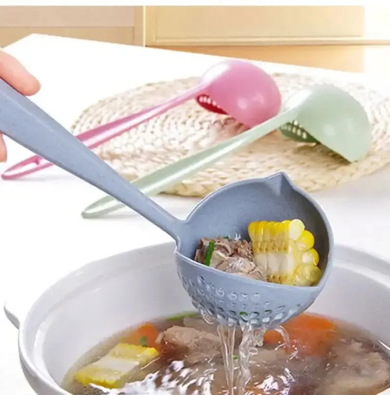 Straining Ladle Spoon | 3-in-1 Scoop, Strain & Serve Tool | Heat-Resistant, Non-Stick Safe Kitchen Ladle for Pasta & Dumplings 1