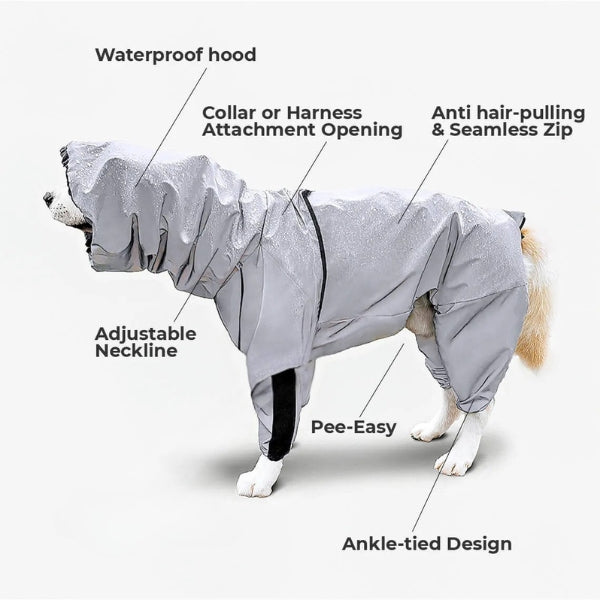 Dog Rain Coat with Legs, Waterproof Polyester | 5 Sizes Pug to Mastiff | Reflective All-Weather Protection & UV Safety 5