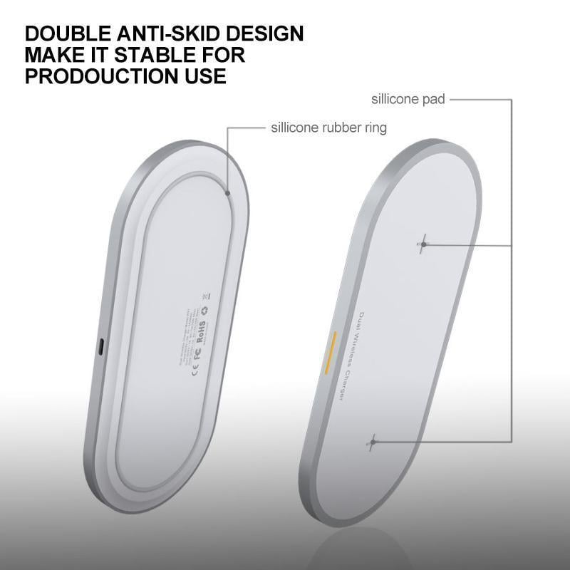 Wireless Charger Pad Dual 20 W Simultaneous Fast Charging with Qi Safety Chip 3