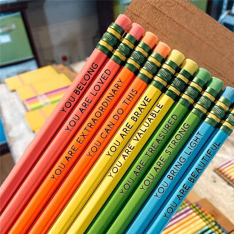 Motivational Message Pencil Set 10 Pack | Assorted Inspirational Designs | Encourages Confidence for School or Office 6