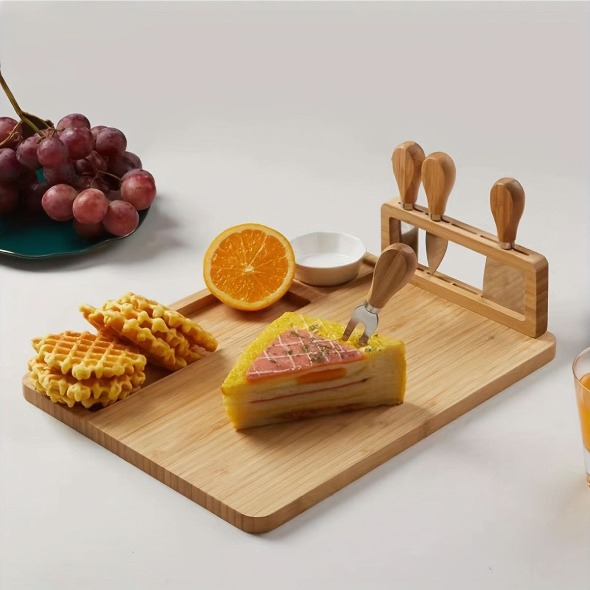 Bamboo Cheese Board Multi-Purpose Flat Lightweight with Serving Tray 1