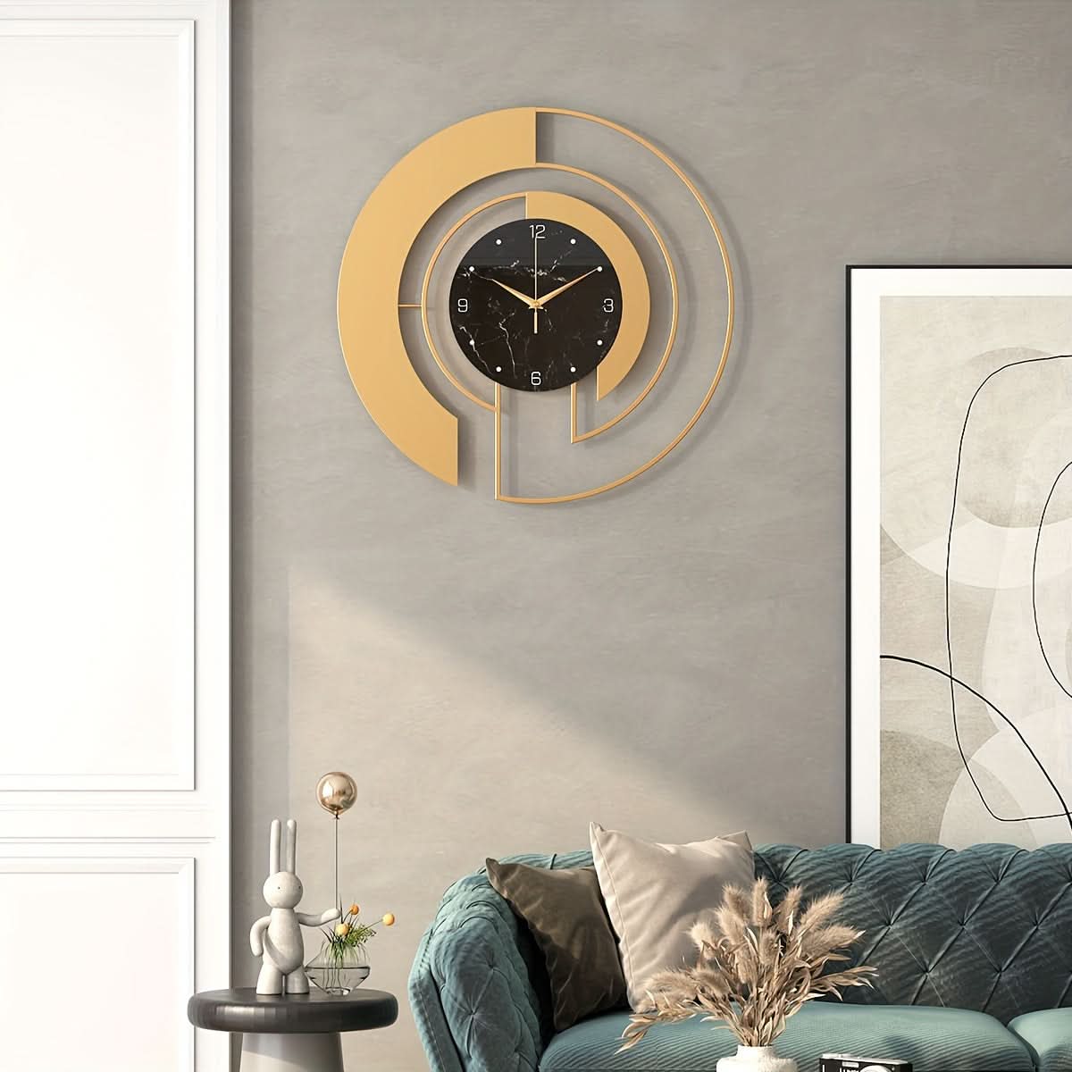 Silent Wall Clock Geometric Modern Minimalist Iron Frame with Glass Dial 1