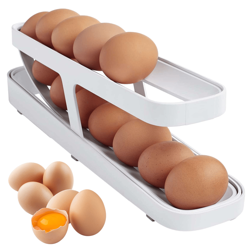 Rolling Egg Dispenser Double-Layer Gravity-Fed with Anti-Slip Base 10