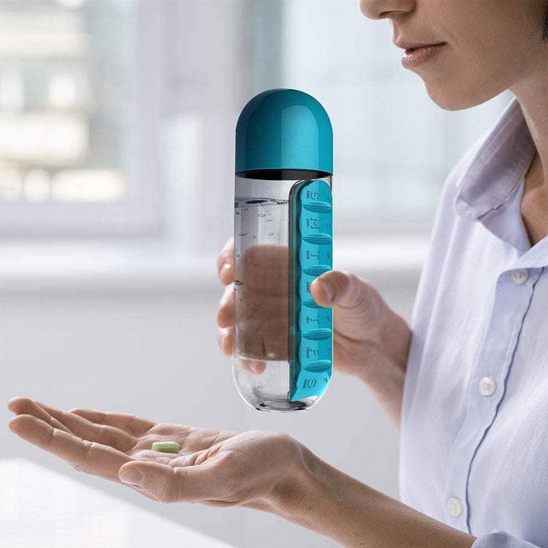 Weekly Pill Organiser Spring-Assisted Removable Day-Marked with Cup Lid 12