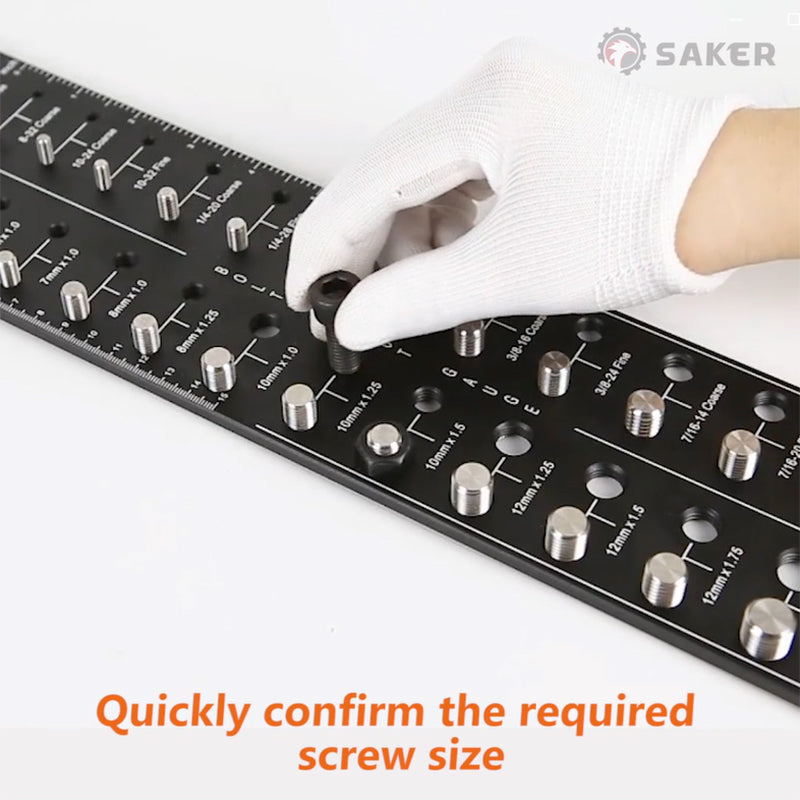 Nut and Bolt Thread Checker Gauge Aluminium | Identifies 28 Metric and Imperial Thread Sizes | Laser-Etched Dual Scale 9