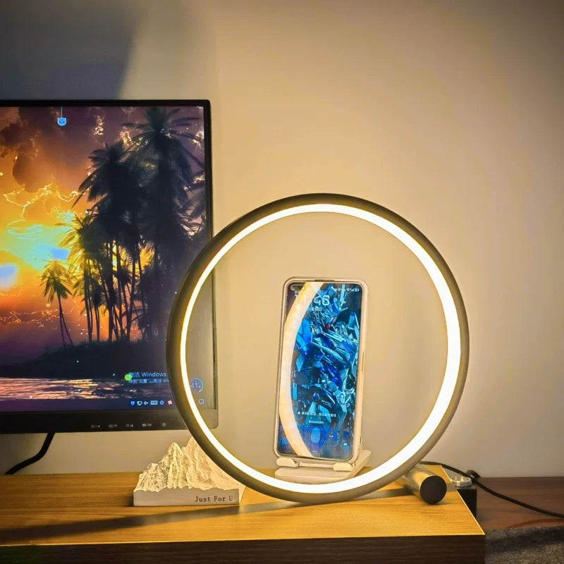 Bedside Lamps Dimmable LED Ring Design Aluminium with Two Light Colours 9