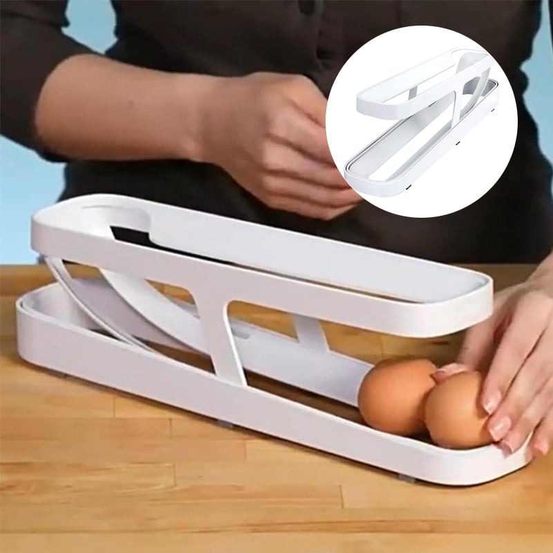 Rolling Egg Dispenser Double-Layer Gravity-Fed with Anti-Slip Base 12