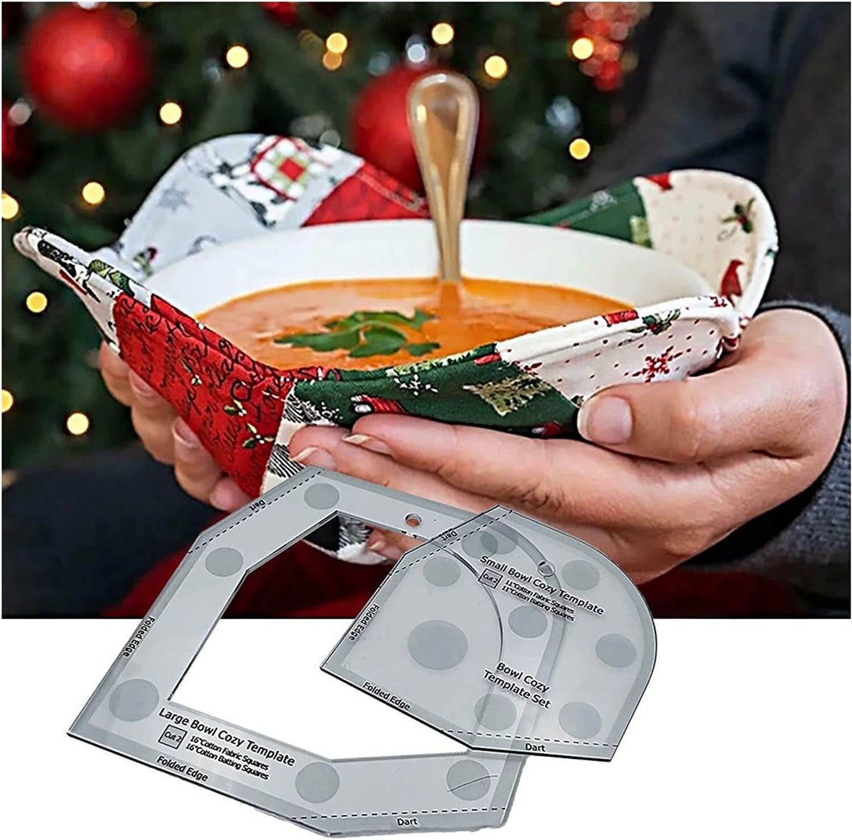 Acrylic Bowl Cover Sewing Templates | Large & Small Sizes in Types A, B, C | Fast, Microwave-Safe Reversible Covers