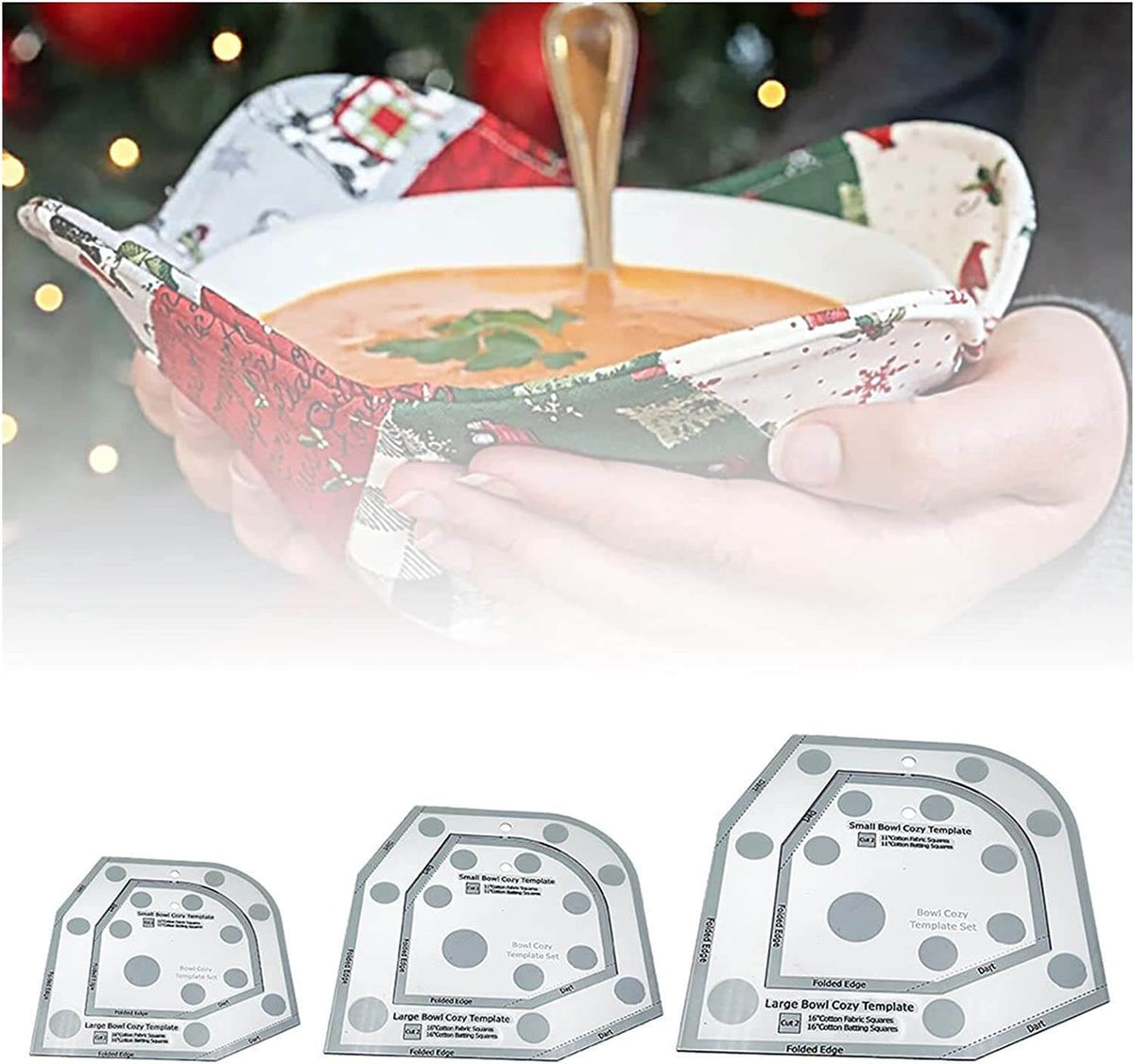 Acrylic Bowl Cover Sewing Templates | Large & Small Sizes in Types A, B, C | Fast, Microwave-Safe Reversible Covers