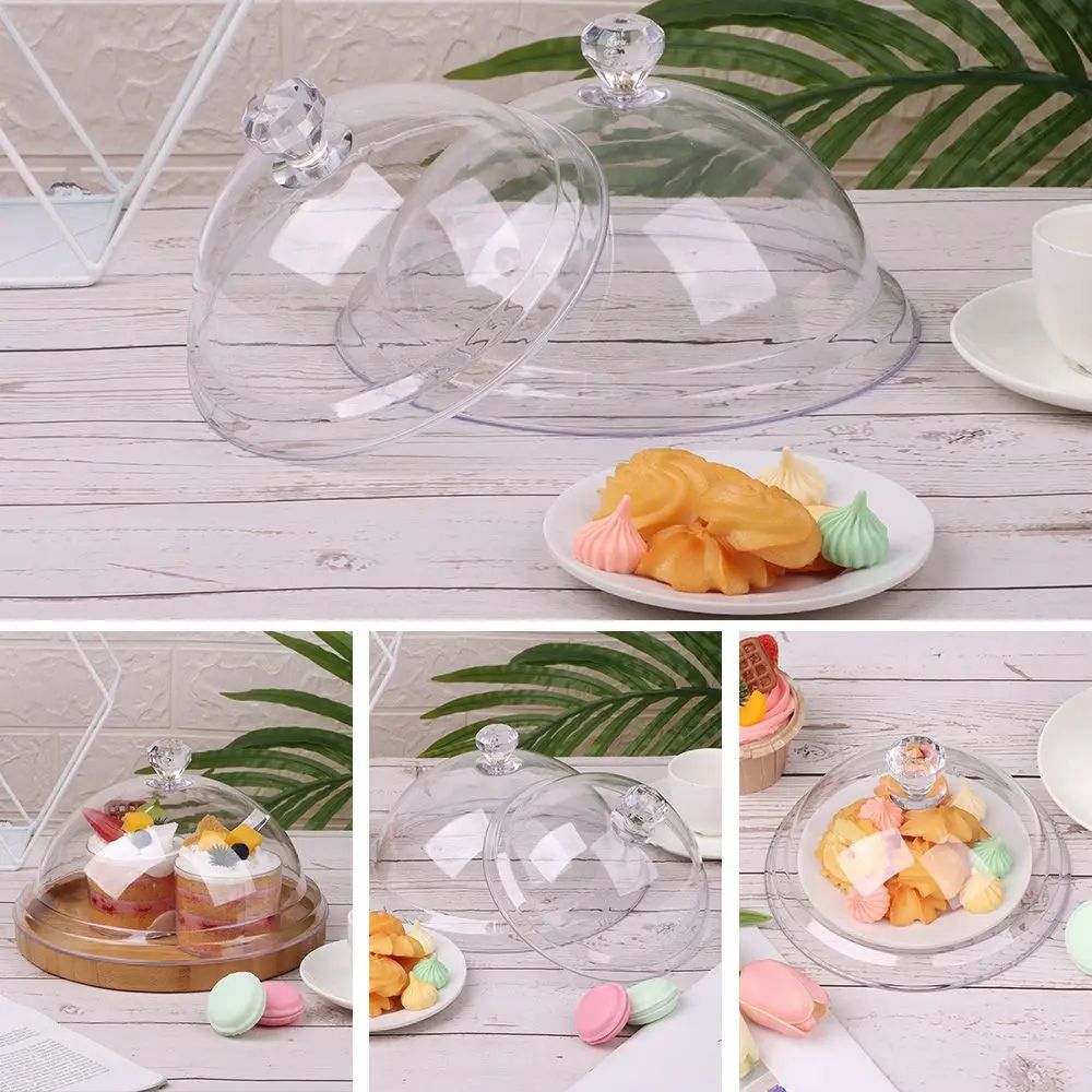 Acrylic Cake Stand with Cover | Tempered Dustproof Dome Lid | Keeps Cakes, Pastries & Fruit Fresh for Table Display
