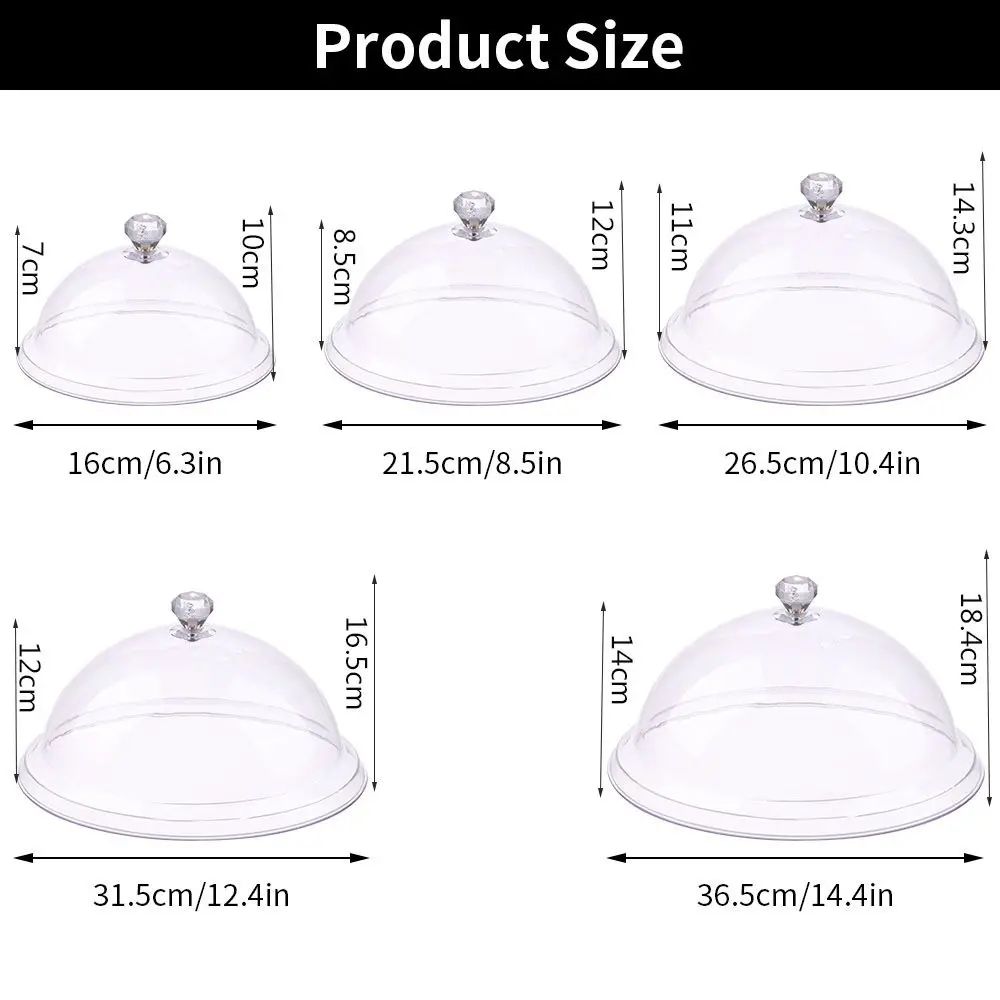 Acrylic Cake Stand with Cover | Tempered Dustproof Dome Lid | Keeps Cakes, Pastries & Fruit Fresh for Table Display