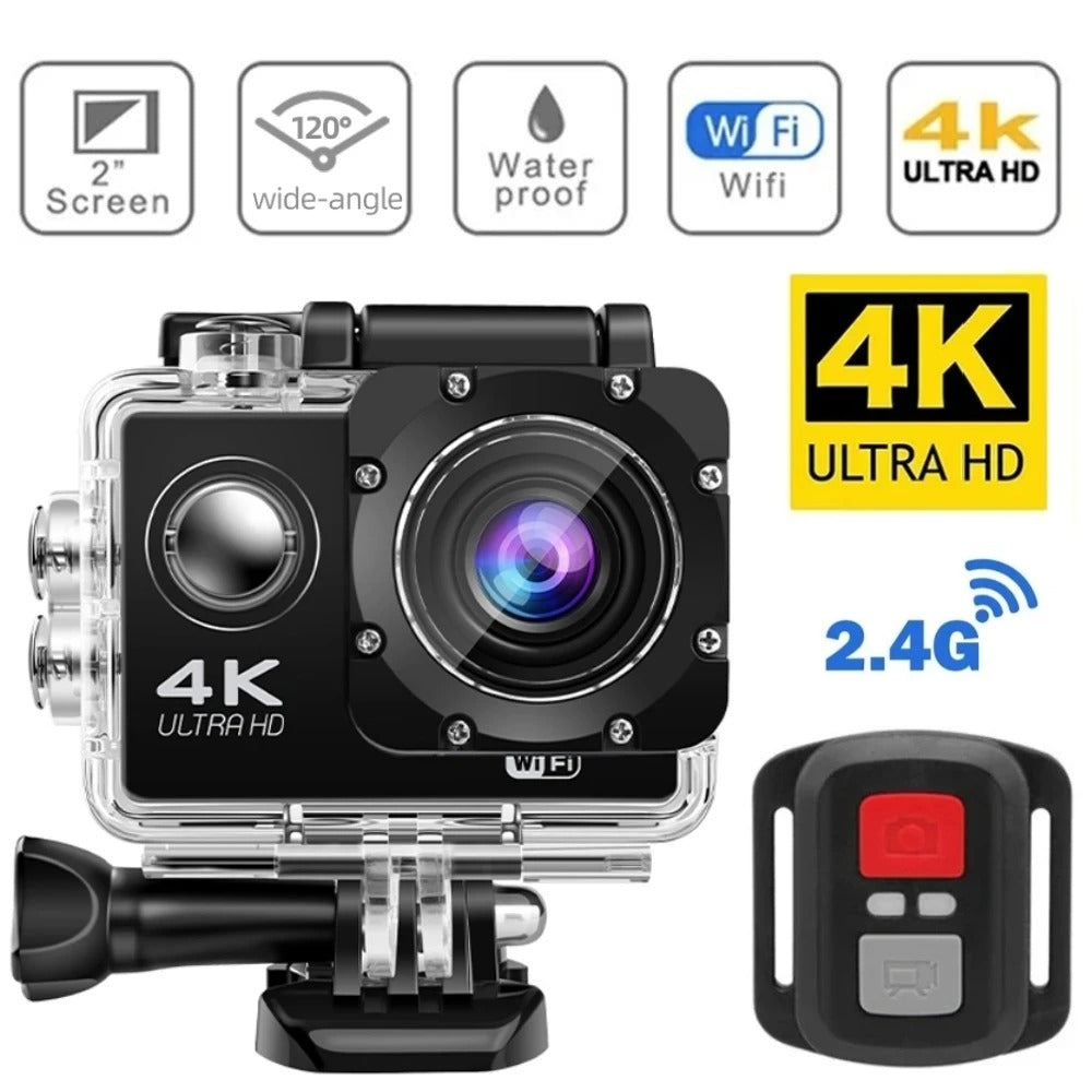 Action Camera Full HD 1080p | Waterproof to 30m with 140° Wide-Angle Lens | Complete Accessory Bundle Included