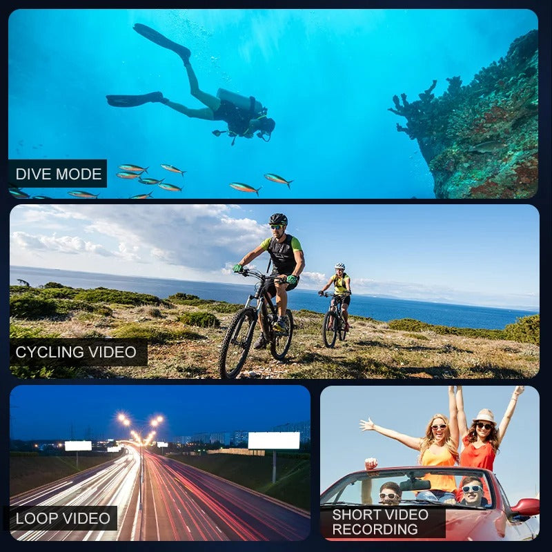 Action Camera Full HD 1080p | Waterproof to 30m with 140° Wide-Angle Lens | Complete Accessory Bundle Included