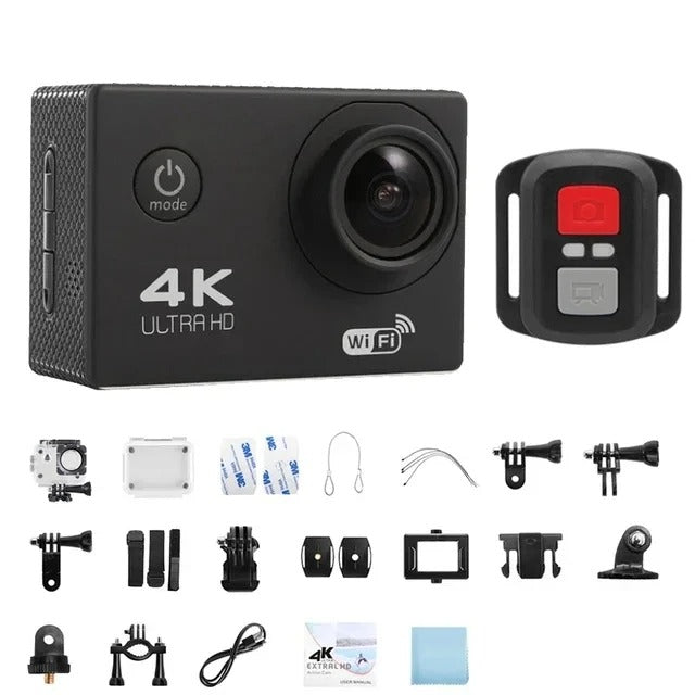 Action Camera Full HD 1080p | Waterproof to 30m with 140° Wide-Angle Lens | Complete Accessory Bundle Included