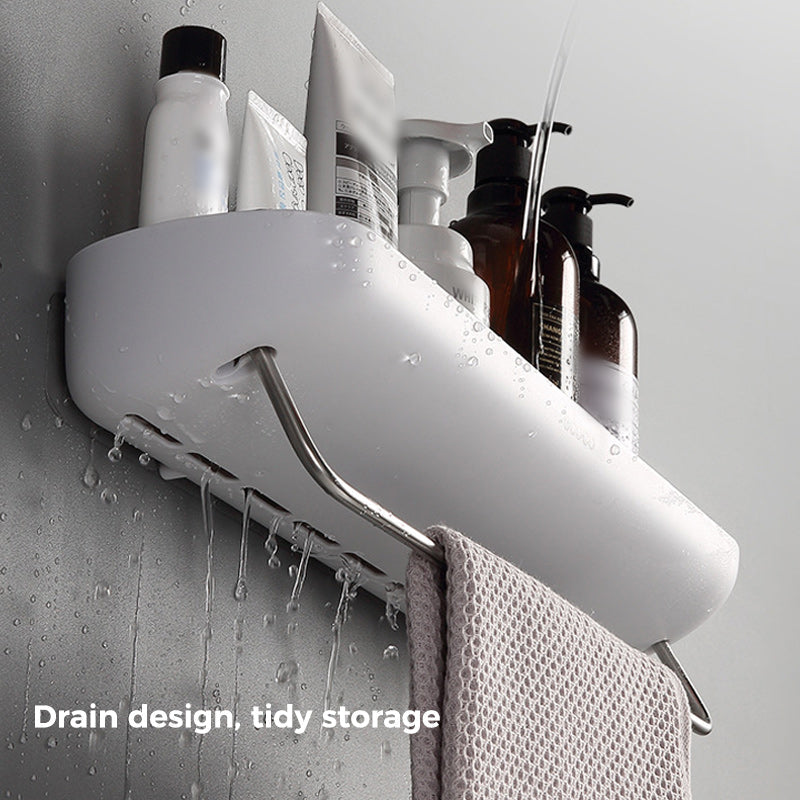 Adhesive Organiser Shelf PET Plastic | No-Drill Wall Mount with Guardrail | Waterproof Storage for Bathroom & Kitchen