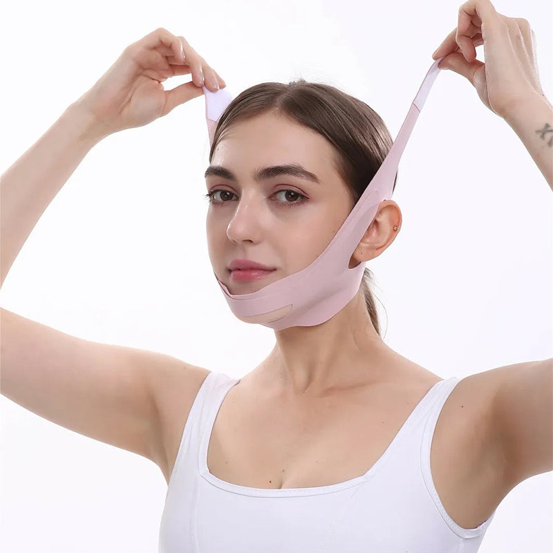 Adjustable Chin Strap Headband, Honeycomb Hexagonal Design, Breathable, Black / Pink