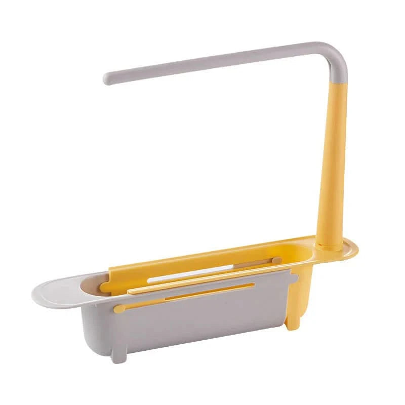 Adjustable Sink Organiser Caddy | Expandable Sliding Base & Integrated Towel Rack | Keeps Sponges Dry, Sink Spotless