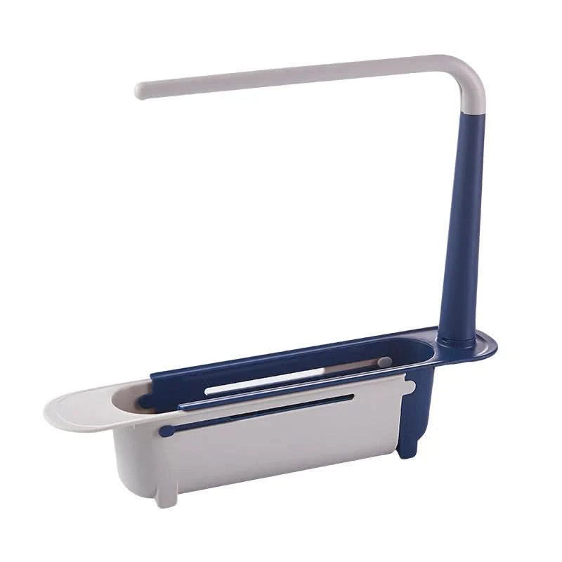 Adjustable Sink Organiser Caddy | Expandable Sliding Base & Integrated Towel Rack | Keeps Sponges Dry, Sink Spotless
