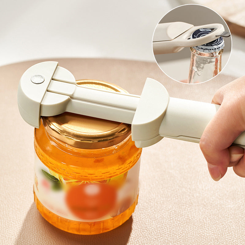 Adjustable Stainless Steel Jar and Bottle Opener | Fits Lids 2.5 to 9.5 cm | Serrated Grip Prevents Hand Strain