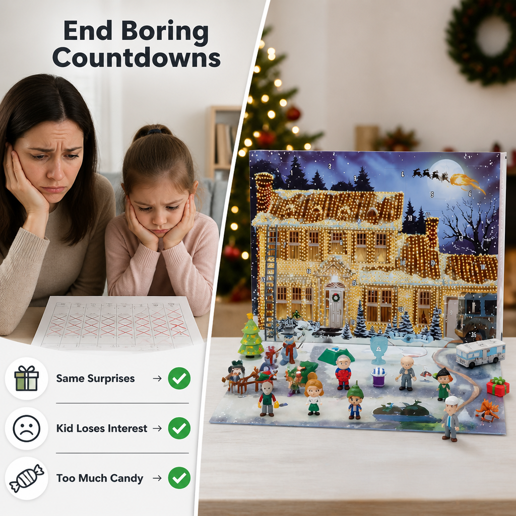 Advent Countdown Calendar 24 Doors | Collectible Festive Figures | Daily Holiday Surprises for the Whole Family