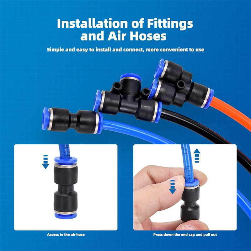 Air Tool Connector Set Pneumatic Rotatable with Push-to-Connect Lock