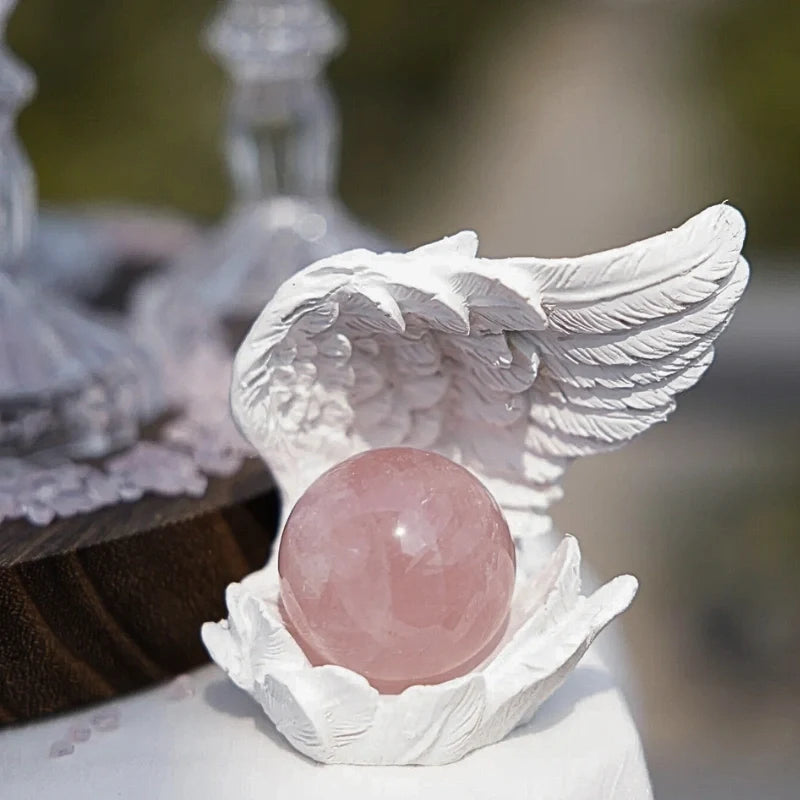 Angel Wing Candle Holder, Resin, 10 x 8 x 6 cm | White or Black | Sculpted Feathers Cast Soft Flickering Light
