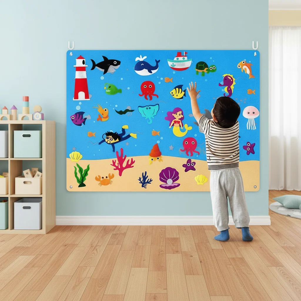 Animal Felt Board Kids Educational Interactive with Reusable Figures