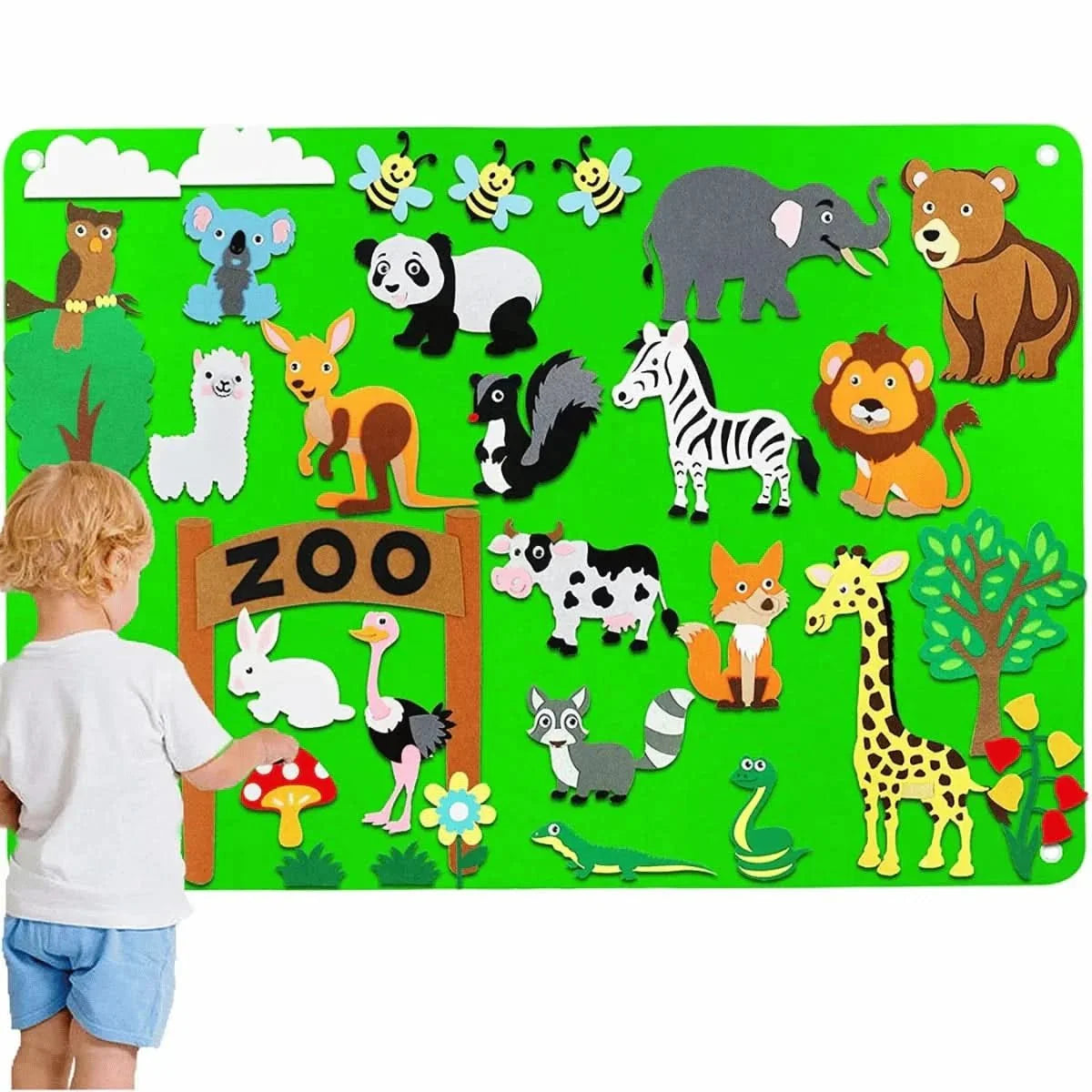 Animal Felt Board Kids Educational Interactive with Reusable Figures