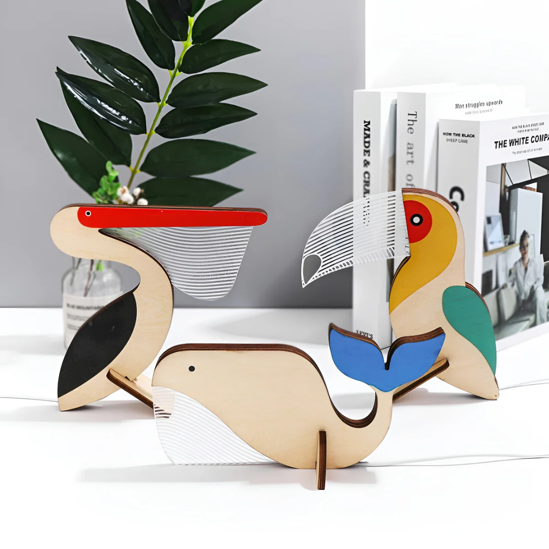 Animal LED Table Lamp | Bird Silhouette With Glowing Beak