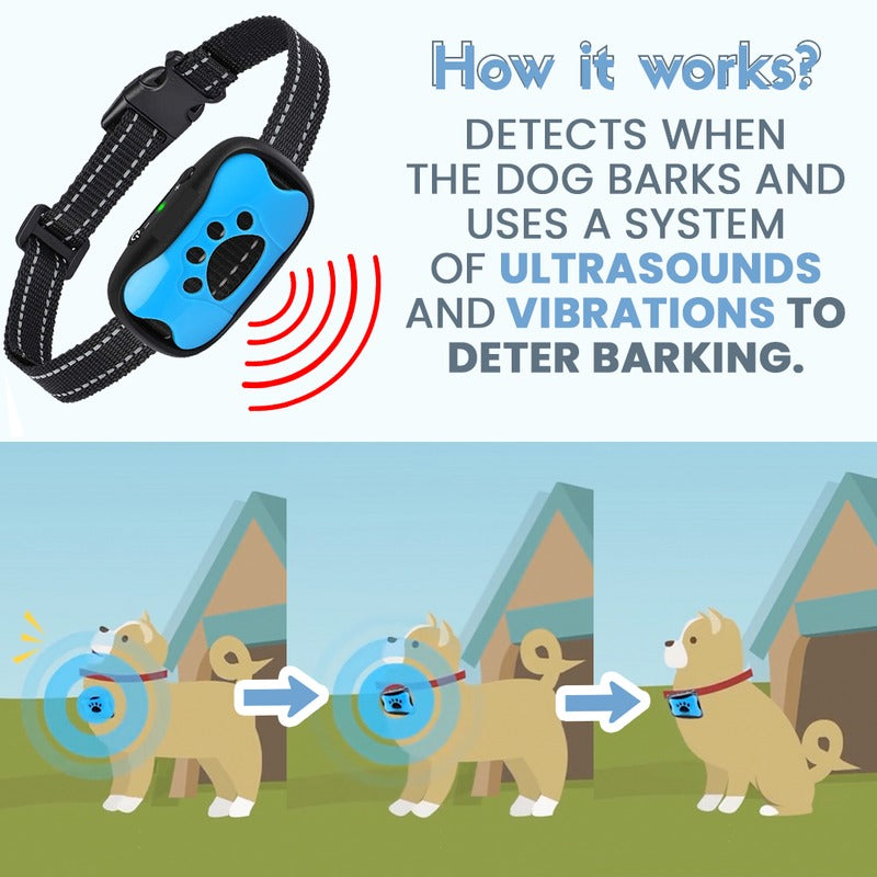 Anti-Bark Dog Collar | Sound Wave Training Technology | Adjustable Fit for Small to Large Dog Breeds, Shock-Free Design