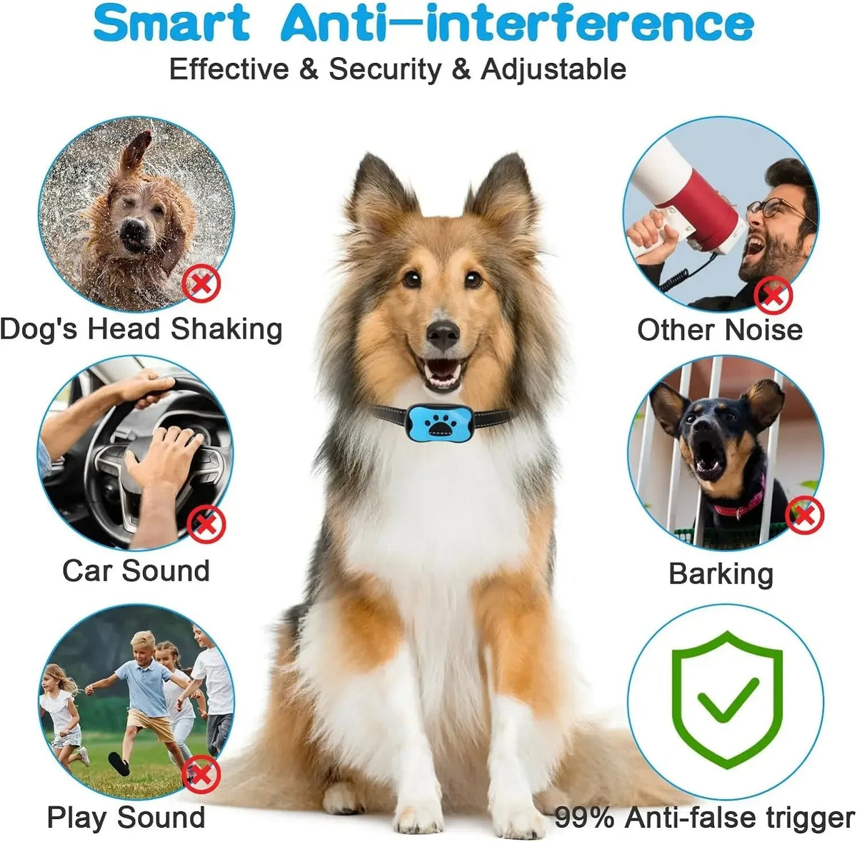 Anti-Bark Dog Collar | Sound Wave Training Technology with Voice Recognition | Adjustable Fit for All Breed Sizes
