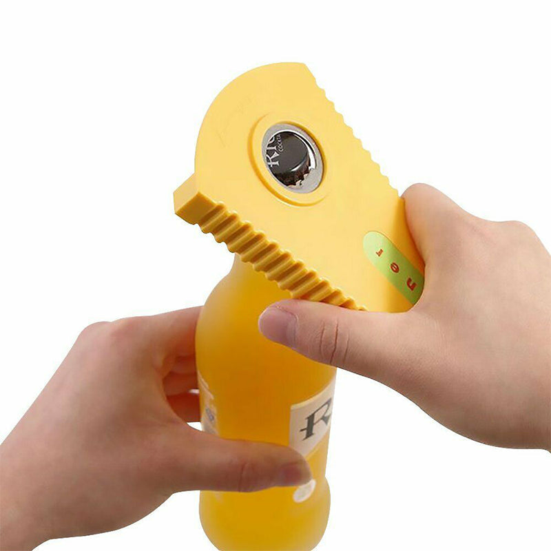 Anti-Slip Jar Opener Plastic | Rubber Teeth Grip Fits 3 Jar Sizes | Easy Opening for Weak Hands, Wet Hands, Seniors & Kids