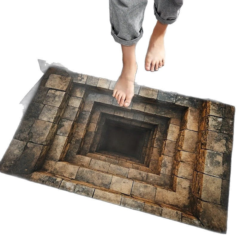 Area Rug Artistic Depth Illusion Decorative Soft with Non-Slip Backing