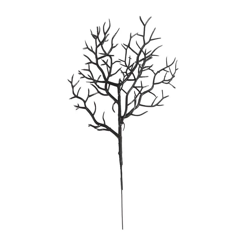 Artificial Dead Branch Decor Set Halloween | 5 Pieces, Antler-Shaped Branches | Non-Fading Matte Black Plastic, Reusable