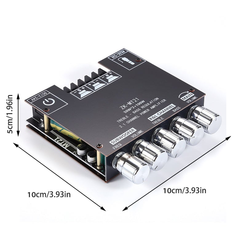 Audio Amplifier 2.1 Channel Bluetooth Module with Bass Treble Control