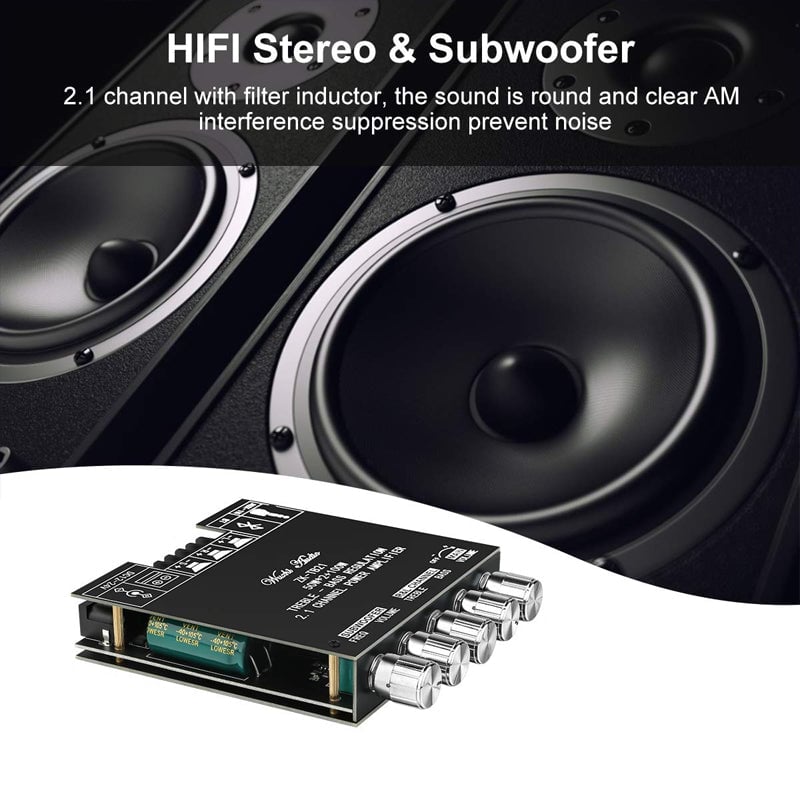 Audio Amplifier 2.1 Channel Bluetooth Module with Bass Treble Control