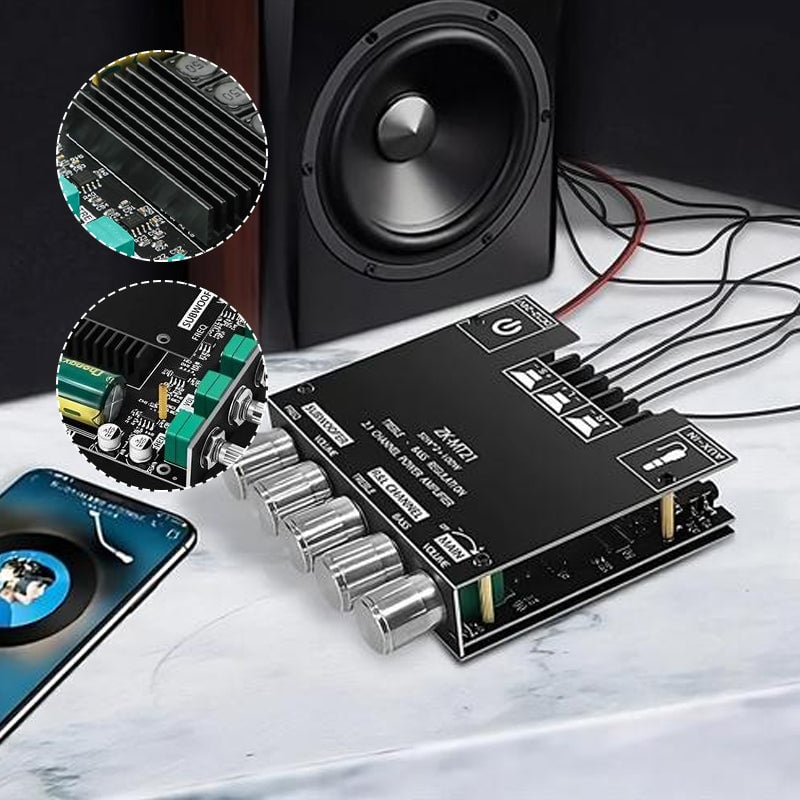 Audio Amplifier 2.1 Channel Bluetooth Module with Bass Treble Control