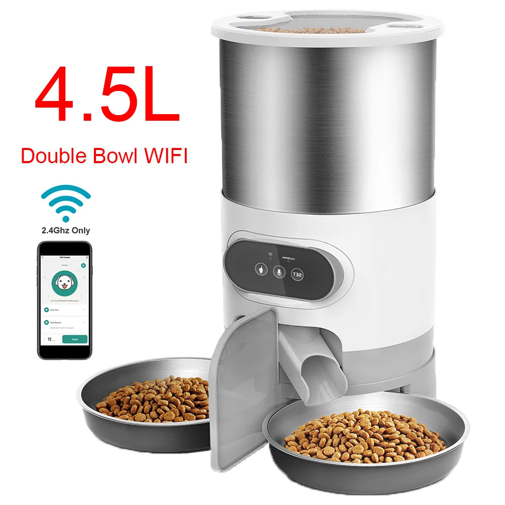 Automatic Pet Feeder Stainless Steel Dual Power with Infrared Sensor