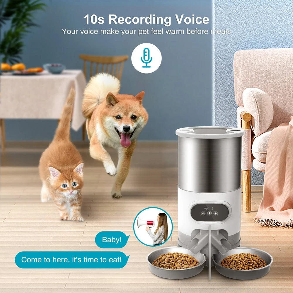Automatic Pet Feeder Stainless Steel Dual Power with Infrared Sensor