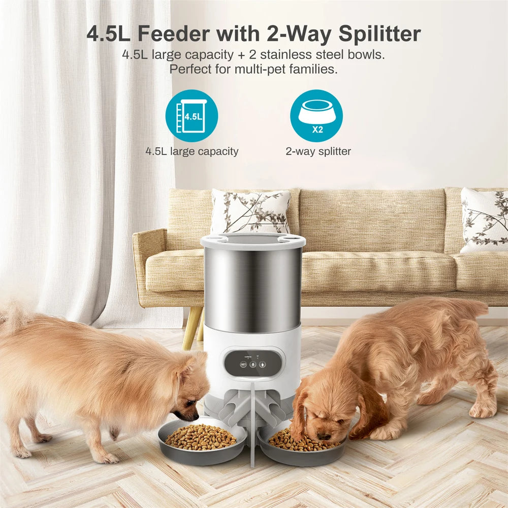 Automatic Pet Feeder Stainless Steel Dual Power with Infrared Sensor