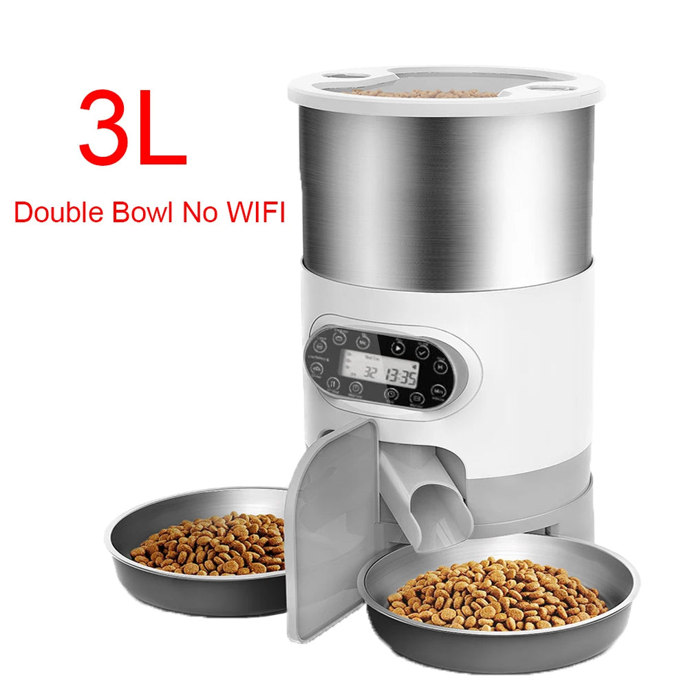 Automatic Pet Feeder Stainless Steel Dual Power with Infrared Sensor