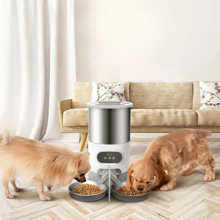 Automatic Pet Feeder Stainless Steel Dual Power with Infrared Sensor
