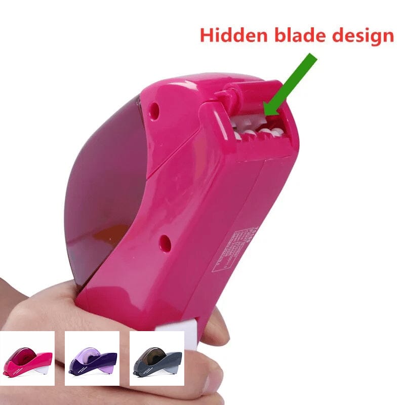 Automatic Tape Dispenser Plastic | One-Handed Operation with Concealed Safety Blade | Battery-Free Portable Design