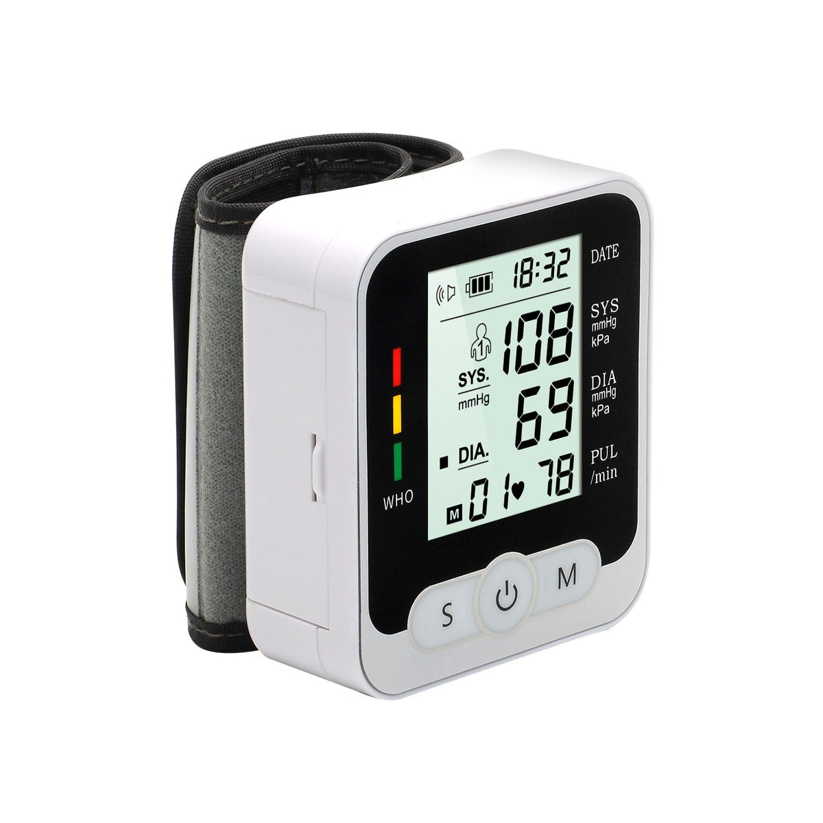 Automatic Wrist Blood Pressure Monitor | LCD Display, Heart Rate Detection | 99-Reading Memory & Auto-Off Battery