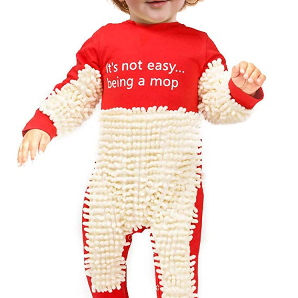 Baby Mop Romper Cotton Blend | Dual-Function Cleaning Playwear | Soft, Absorbent, Machine Washable, Easy On/Off